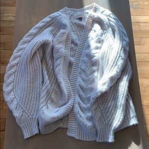 Gray cable knit cardigan